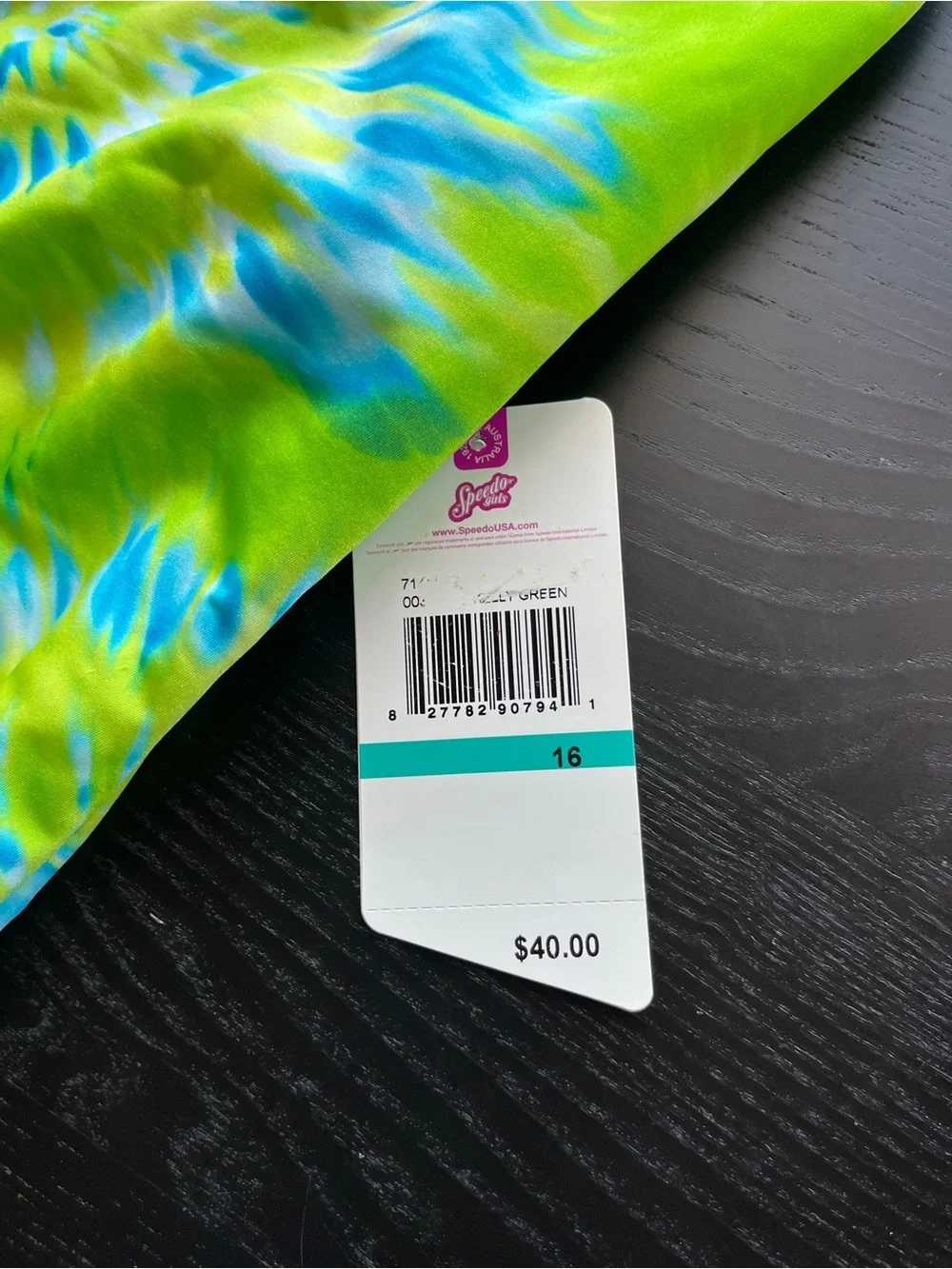Brand New (Original $40) Speedo Girls Green Tie Dye One Piece Swimsuit Size 16